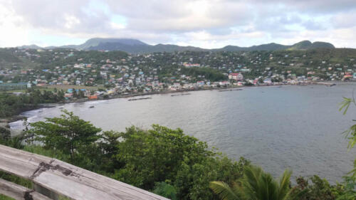 Railing + View of Cluster of  a Village