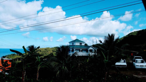 Octagon White Houses on Hill