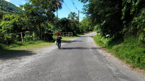Lady Walking with Basket on Head